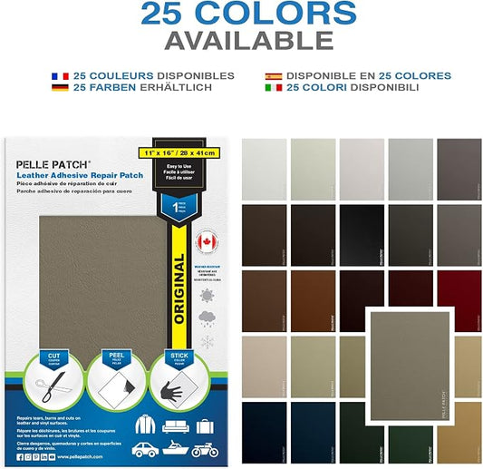 Car Upholstery Repair Kit Leather - 25 Colors Available - Original 11x16 - Camel