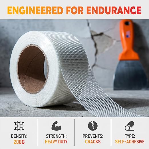 LLPT Drywall Repair Fiberglass Tape 4” x 100 Feet Industrial Grade Extra Strength Fiber Mesh Heavy Duty Self Adhesive for Seam Patch Wall Crack Seam Repair Color White (DRF410)
