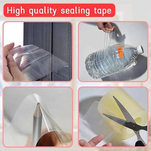 Birllaid Clear Window Weather Sealing Tape, Window AC Tape, 3 Inch x 65 FT Waterproof Blocker for Cold Heat Air, Windproof, No Residue Strong adheisve