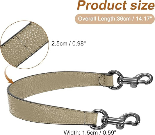 uxcell 14.17 Inch PU Leather Short Bag Strap with Clasp, Purse Handles Handbags Replacement Straps for Clutch Bag Underarm Bags, Khaki, Grey Buckle