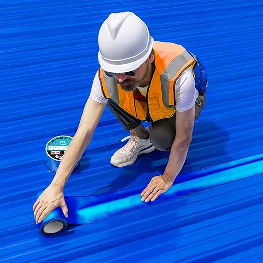 Blue Waterproof Butyl Tape, 2in x 33ft - W x L, All Weather Strong Adhesive Butyl Sealant Tape Metal Roof Repair for Pool Cover, RV Roof, Awning, Windows, Boat, Gutter Patch