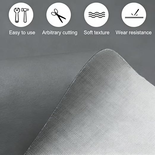 SYRKRC Leather Self Adhesive Leather Repair Set, Leather Repair Patch, Faux Leather Patches, Leather Repair and Renovation for Sofa, Car Seats, Leather headboard (Dark Gray, 17 x 79 Inch)
