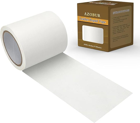 Leather Repair Tape Patch Leather Adhesive for Sofas, Car Seats, Handbags, Jackets,First Aid Patch 2.4" X15' (White Leather)