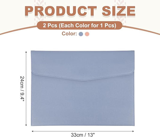 PATIKIL 2Pcs PU Leather A4 File Folder, Document Holder Envelope Waterproof Napa Texture Filing Organizer Portfolio Folder Case with Magnetic Snap Closure for Home Office, Light Blue, Pink
