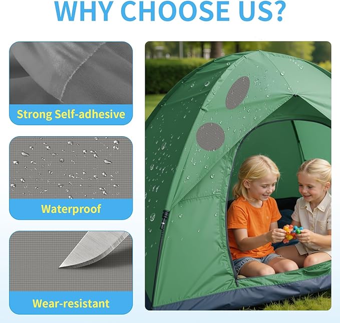 Waterproof Self-Adhesive Nylon Patches for Tent Repair Kit, 24pcs Outdoor Gear Tenacious Repair Tape, Fabric Patches for Clothes, Down Puffer Jacket, Tent, Sleeping Bag, Backpack, Light Gray