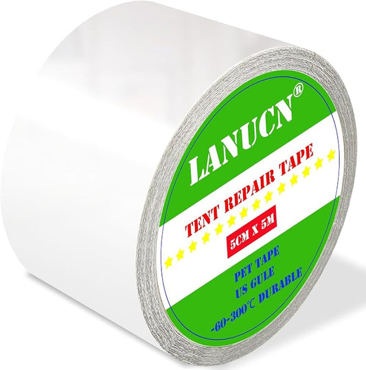 Clear Repair Tape, Waterproof & Airtight, Transparent, 2" x 16.4ft, For PVC, Vinyl, Canvas, Leather, Glass, Rubber