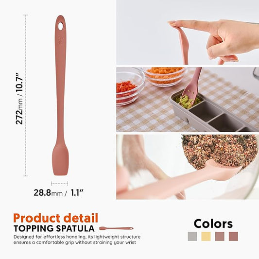 Platinum Silicone Topping Spatula for Cooking – BPA Free Heat Resistant Cooking Utensils for Non Stick Pans – One-Piece Spoonula for Baking, Mixing & More – Kitchen Scraper 10.7” IndiePink