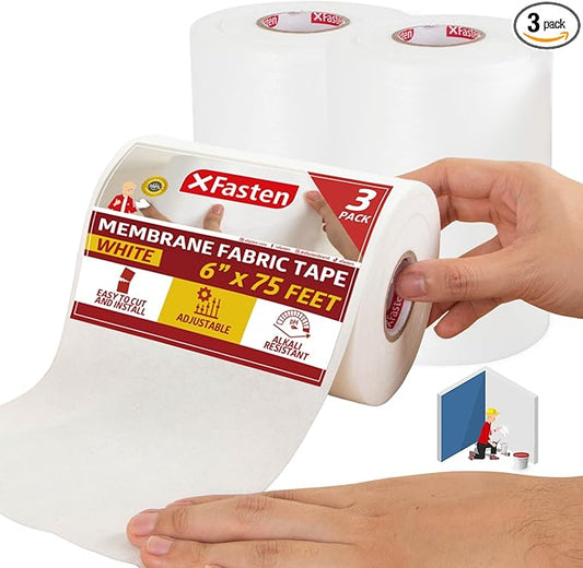 XFasten Shower Waterproofing Membrane Fabric Sheet, Non-Fracturing High Compatibility, 6 inch x 75 Feet (3-Pack, 225 ft Total) Waterproof Membrane for Shower Bathtub Walls RV EPDM Underlayment