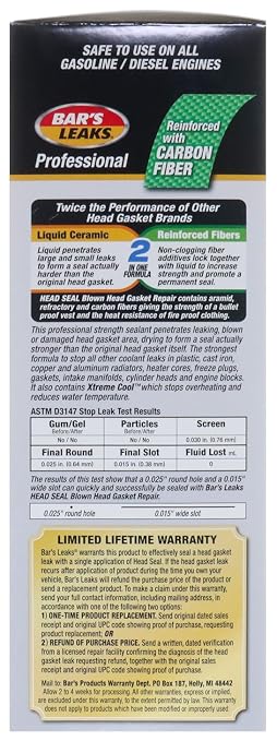 Bar's Leak HG-1-4PK HEAD SEAL Blown Head Gasket Repair - 33.8 oz, (Pack of 4)