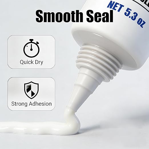 White Silicone Caulk – 1 Pack Tub Caulk Waterproof Sealant, Paintable Bathtub Caulk with Free Tools, 5.3 oz White Silicone Caulk for Bathroom Shower Sink Toilet and Kitchen