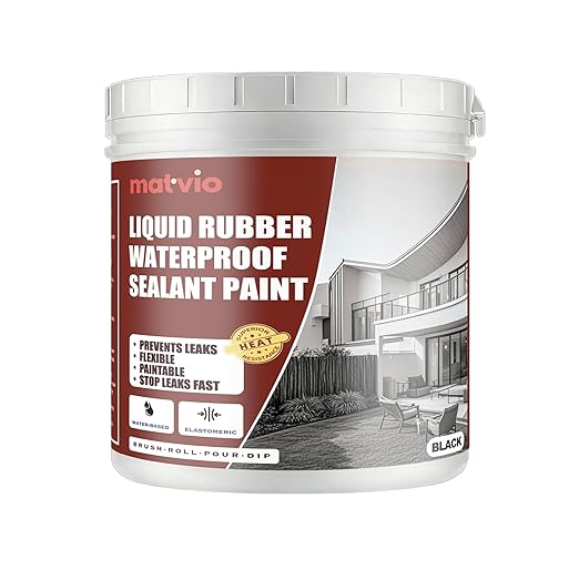 Black Liquid Rubber Waterproof Coating - Industrial Grade Sealer for Foundation & Flat Roof Repair - Heavy Duty Waterproofing Membrane for Concrete, Wood & Metal - UV Resistant - 1 Quart