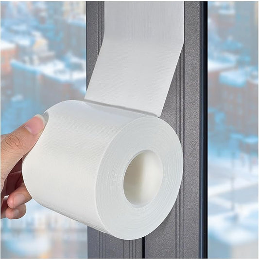 White Window Weather Sealing Tape,Window Draft Isolation Sealing Film Tape, AC Seal Air Conditioner Sealing Tape No Residue, Keep Out Cold Air Dust Rain, Waterproof (3inch*65.5ft)