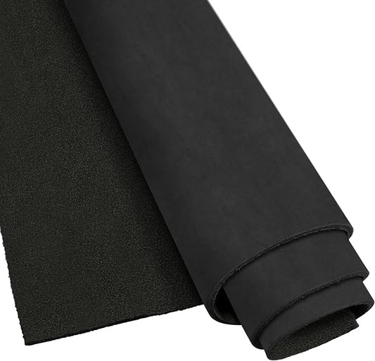 ELW Crazy Horse Leather 5-6 OZ (2-2.4mm) | Black | Pre-Cut 15-18 SQ FT | Full Grain Cowhide Handmade Leather for DIY, Crafts, Sheaths, Sewing, Workshop