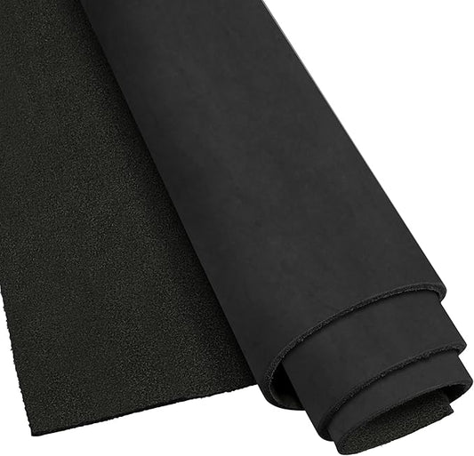 ELW Crazy Horse Leather 5-6 OZ (2-2.4mm) | Black | Pre-Cut 6"x6" | Full Grain Cowhide Handmade Leather for DIY, Crafts, Sheaths, Sewing, Workshop