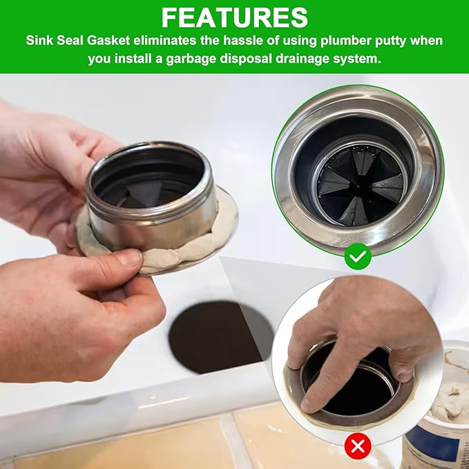 Garbage Disposal Silica Gel Sink Seal Accessory 80032, FLG-Seal Putty-Free, Sink Flange Gasket, for Kitchen Sink Drain(1 Pcs)