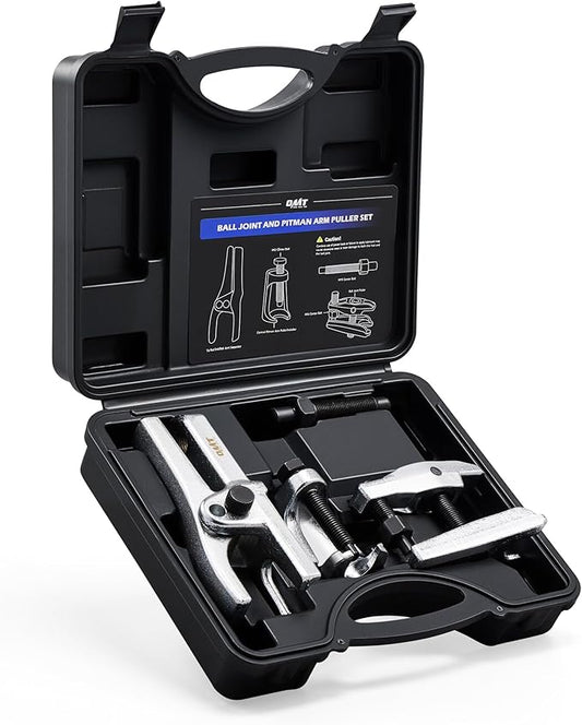 Orion Motor Tech Ball Joint Separator, Pitman Arm Puller, Tie Rod End Tool Set for Front End Service, 3pc Heavy Duty Pitman Arm, Tie Rod Puller, and Ball Joint Removal Tool Kit with Case