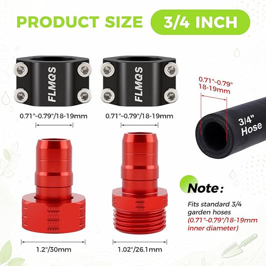 Garden Hose Repair Kit with Upgraded Tight Clamp - 3 Sets Heavy Duty Aluminum Alloy Hose Connector, Fit for 3/4" Hoses, Includes 6 Extra Washers - Leak-Proof Easy Fix (Red)