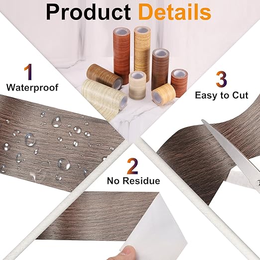 PATIKIL Wood Grain Tape 4.7" x 32 ft, Self-Adhesive Wood Texture Repair Tape Realistic Wooden Effect Patch for Furniture Cabinets Floor Walls, Black Walnut