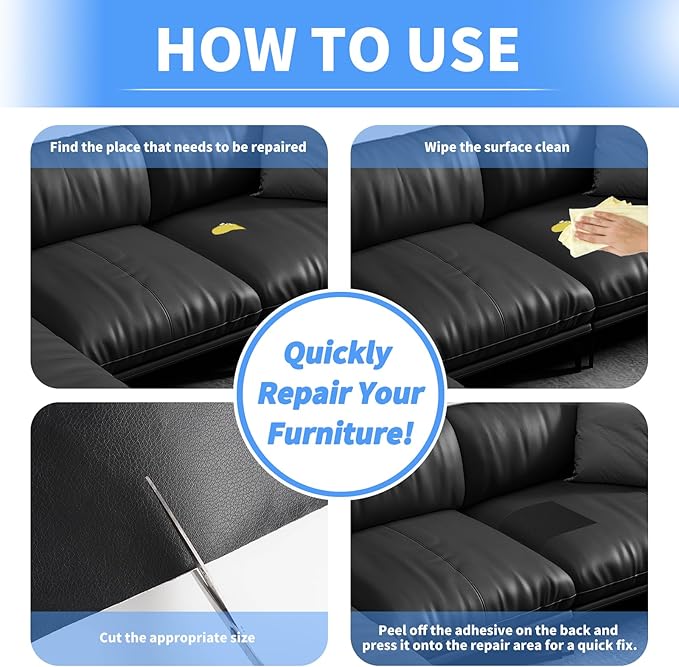Kangshoon Leather Repair Patches, 17X158 Inch Self-Adhesive Leather Repair Tape, Stretch Vinyl Repair Kit for Couch Furniture Sofas Car Seats (Dark Brown, 17X158 Inch)