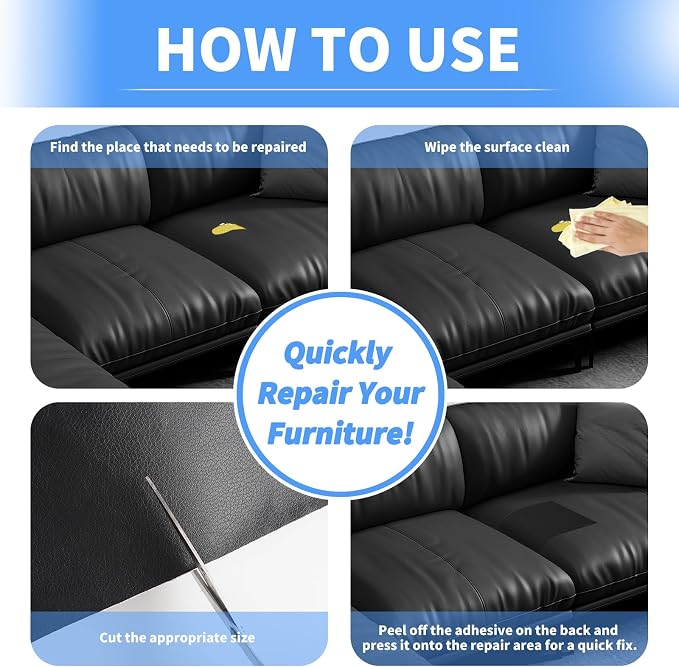 Kangshoon Leather Repair Patches, Self-Adhesive Leather Repair Tape, Stretch Vinyl Repair Kit for Couch Furniture Sofas Car Seats (Coffee, 3.5X79 Inch)