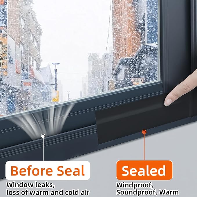 ZOMPAGO White Window Weather Sealing Tape 2.4in x 33FT, Cloth Draft Stopper for Sliding Door & Gap Filler, Strong Adhesive Window Seal Tape Air Conditioner Door Weather Stripping Insulation