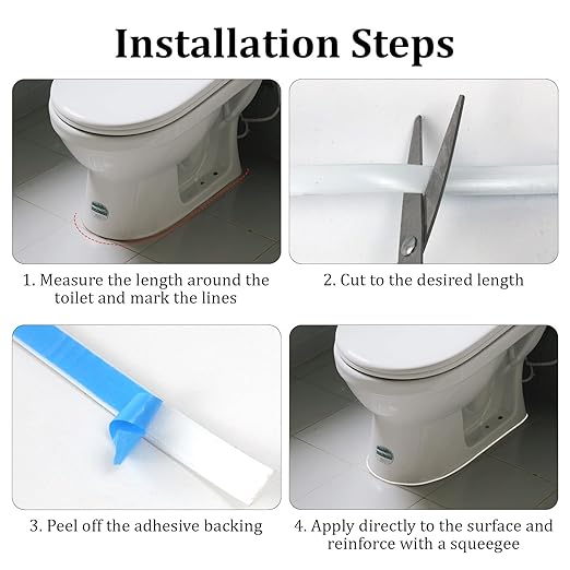 2 Pack Caulk Tape 0.3" x 20', Waterproof Self Adhesive Caulk Strip, Narrow White Caulk Strip for Toilet Sealer, Toilet, Kitchen, Bathroom, Sink, Shower, Bathtub Edge Protector, PVC Caulking Tape (2)