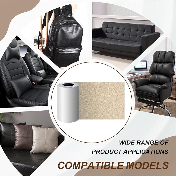 Leather Repair Patch Tape Beige 4 x 63 Inches Self Adhesive Leather Repair Kit for Excellent Adhesion Leather Repair Patch Self Adhesive for Car Seat, Motorcycle Seat, Automobile Parts