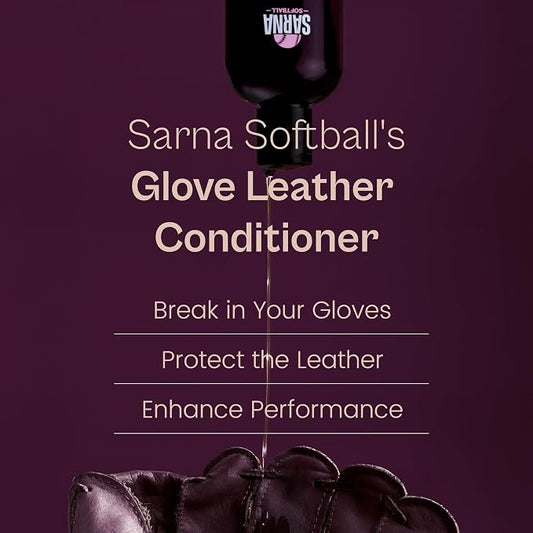 SARNA BASEBALL Glove Conditioner, Liquid, 8 Oz – Water-Based, Non-Darkening, No Sticky Residue – Glove Conditioner for Mitts, Baseball & Softball Gear Made in USA
