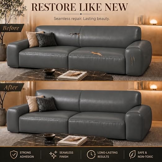 Self Adhesive Leather Repair Patch 24x54 Inch Sofa Car Seat Strong Adhesive | YAWQIRV Strong Self Adhesive Patch, Leather Repair Kit, Vinyl Repair Kit for Sofa, Waterproof Scratch Fix, Durable, Dark Grey
