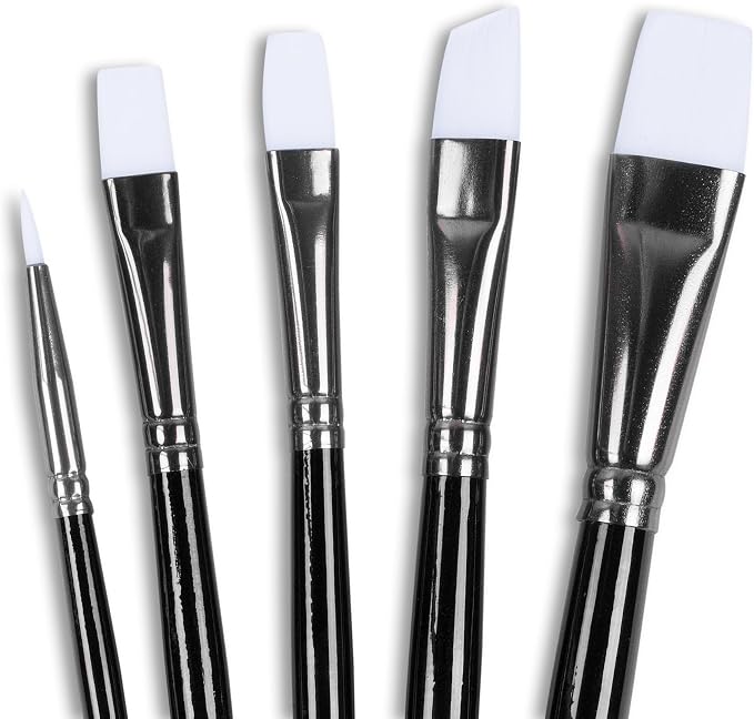 Angelus Paint Brush Set Round Flat Angular Artist Acrylic Paint Brush Set Shoe paint Brush set (5 pcs)