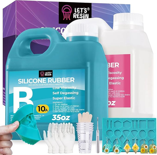 LET'S RESIN Super Elastic Silicone Mold Making Kit 10A,70.5oz Jade Green Mold Making Liquid Silicone Rubber, Ideal for Casting Resin Molds/Silicon Molds/Candle Molds/Silicon Inlay (2KG)