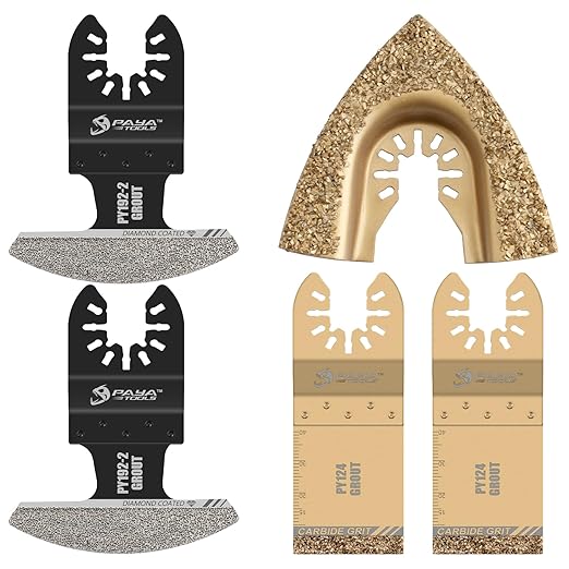 Mixed Universal Diamond and Carbide Oscillating Tool Blade Set, Multi Tool Mortar Cutting Saw Blades Precise for Grout Removal, 5-Pack