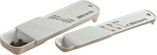 KitchenArt Adjust-A-Teaspoon And Adjust-A-Tablespoon Set, Plastic, 2-Piece, White,9 x 3.5 x 0.75 inches