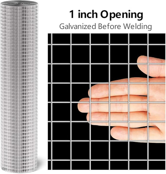 AMAGABELI GARDEN & HOME 17 Gauge Galvanized Hardware Cloth 48inch x 50ft 1 x 1 inch Welded Wire Mesh Fence Roll Chicken Wire Fencing for Tree Guard Rat Rabbit Snake Poultry Netting Cage Garden