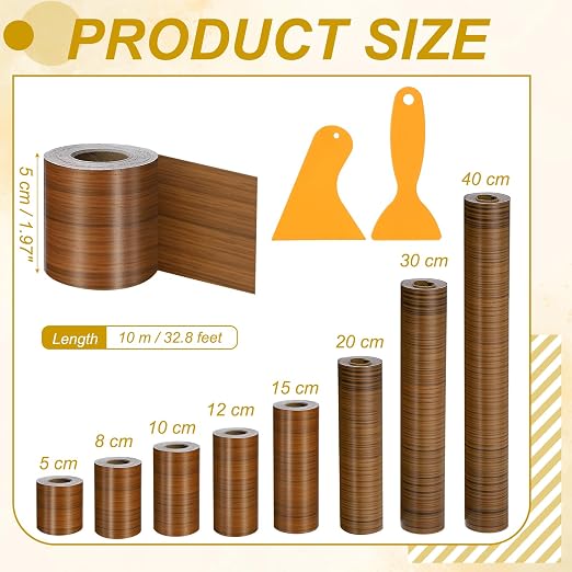 PATIKIL Wood Grain Repair Tape, 2" x 33' Self Adhesive Realistic Wood Tape with Scraper Durable Repair Patch for Furniture Floor Window Door Table DIY Home Decor, Dark Wood Grain