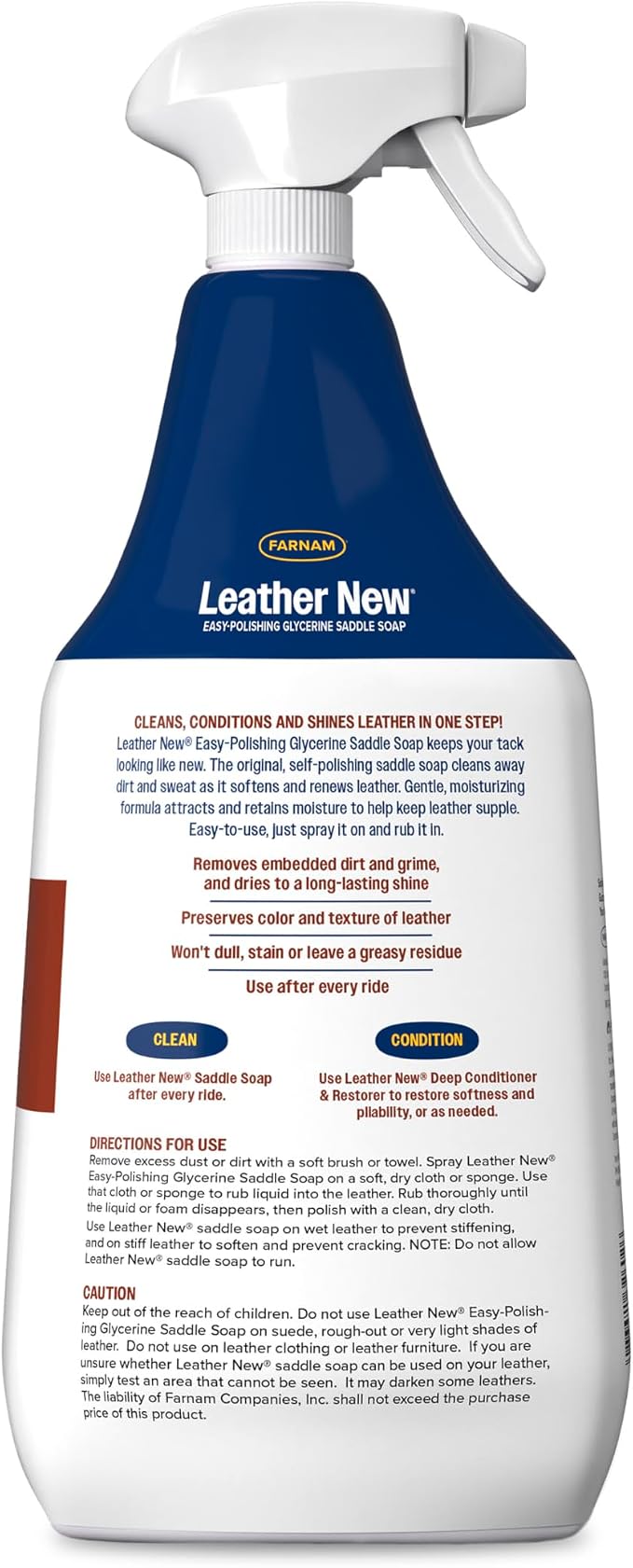 Farnam Leather New Easy-Polishing Glycerine Saddle Soap and Leather Cleaner, 32 oz