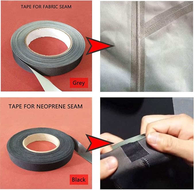 Waterproof Iron-On Seam Sealing Wetsuit Neoprene Fabric Fusing Adhesive Repair Tape (Black, 2M)