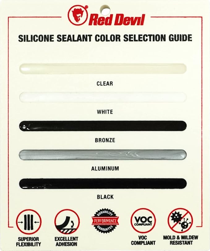 Red Devil 082012 100% Silicone Sealant Architectural Grade, Clear, 2.8 Oz, Pack of 12