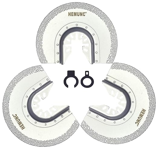 3pcs Oscillating Tool Blades for Grout Removal Tile Mortar Concrete Masonry, Oscillating Multi Tool Diamond Saw Blades for Dewalt Milwukee Rockwell Bosch Dremel Ryobi Ridgid Multitool