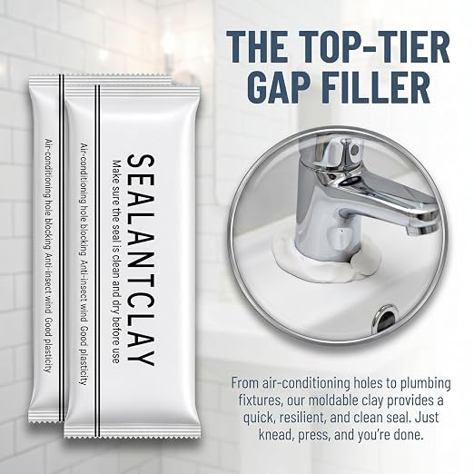 4Pack Upgraded Fast Drying Sealant Clay, Moldable Repair Mastic for Drain Pipe Connection, Wall Hole Filling and Air Conditioner Gap Sealing