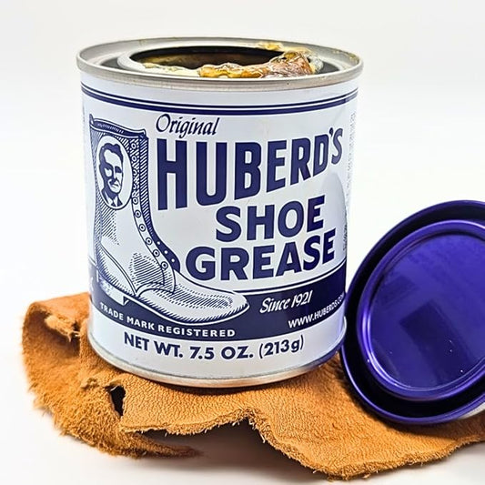 Huberd's Shoe Grease – Leather Conditioner & Waterproofer Since 1921 | 7.5 oz can. Beeswax & pine tar formula. Waterproofs, conditions & softens boots, shoes, saddles, bags, and leather gear.