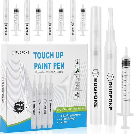 Touch Up Paint Pen 4 Paint Touch Up Pens Fillable Brush Refillable for Walls Wall Repair Funiture Cabinet Wood Floor Window 6ML 9Pcs Set