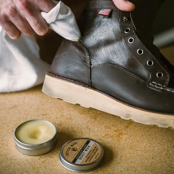 Otter Wax Boot Wax | 5 oz | Heavy-Duty Leather Waterproofing Wax & Protective Leather Sealant for Leather Boots, Hats, & Rain Gear | All-Natural & PFAS-Free Beeswax Protectant | Made in Portland USA