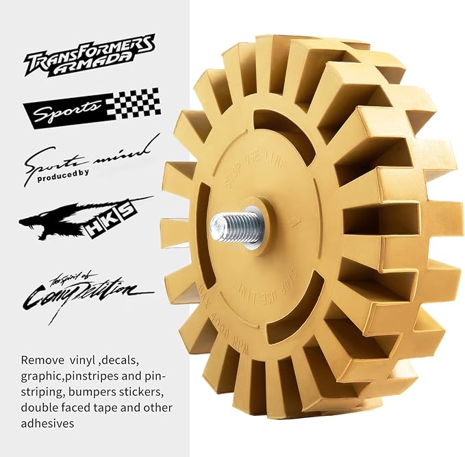 CowboyBOB 6 Pack Decal Remover Eraser Wheel Rubber Eraser Wheel for Drill Removes Car Stripes Vinyl Tapes and Graphics Rubber Eraser Wheel Tool Kit for Cars, RV, Motorcycles Sticker Remover Tool