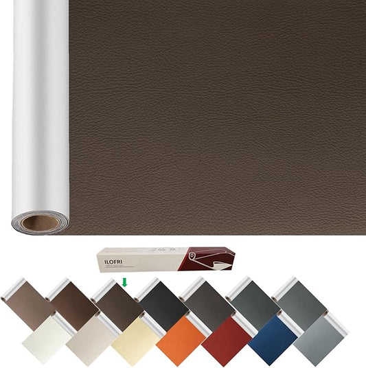 ILOFRI Bonded Leather Repair Patch 60x17 inch Dark Brown, Large Vinyl and Leather Repair Kit for Furniture, Couches, Car Seats, Boat Seats, Chair. Leather Upholstery Tape - Dark Brown #2