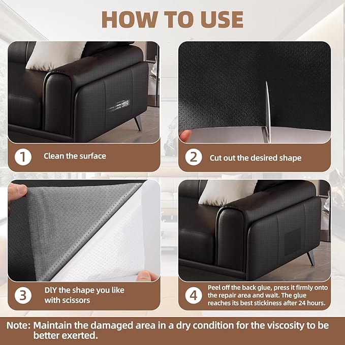 Leather Repair Patch, 17X158 inch Strong Sticky Repair Patch Self Adhesive Waterproof, DIY Large Vinyl Patches for Couches, Furniture, Sofa, Car, Chair (Coffee, 17X158 inch)