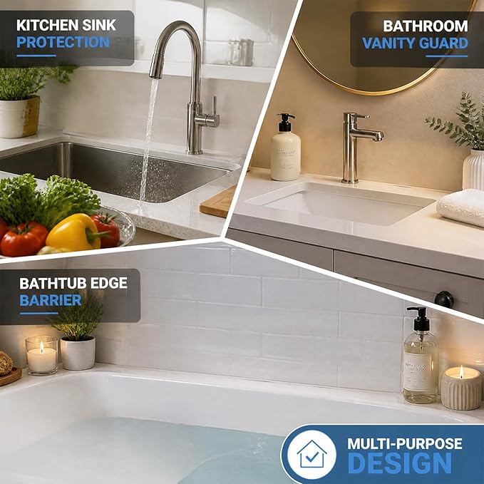 2 Pcs Shower Splash Guard, 9.25” x 9.25“Self-Adhesive Bathtub Splash Guard Removable Shower Water Guard with Silicone Base for Bathroom, Kitchen Sink Shower Guards to Keep Water in Shower