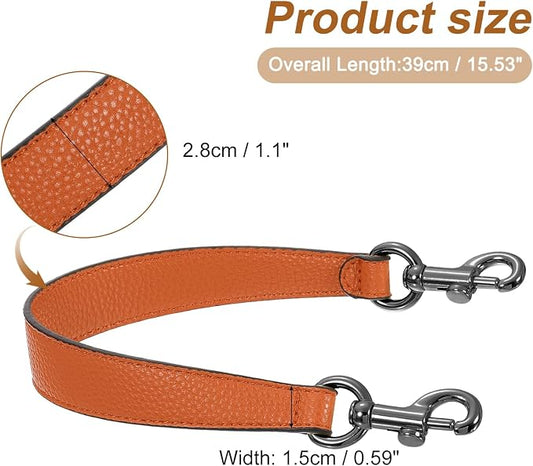 uxcell 14.17 Inch PU Leather Short Bag Strap with Clasp, Purse Handles Handbags Replacement Straps for Clutch Bag Underarm Bags, Orange, Grey Buckle