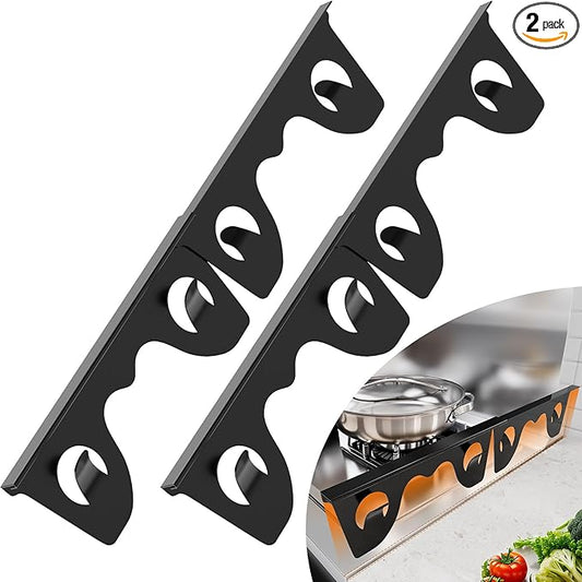 Stainless Steel Stove Gap Covers, Stove Gap Filler for Kitchen, Range Trim Kit for Counter Sink, Adjustable Length 13.8" to 27.5" Heat Resistant Stove Guard Between Stove & Countertop, Black ( 2 PCS)