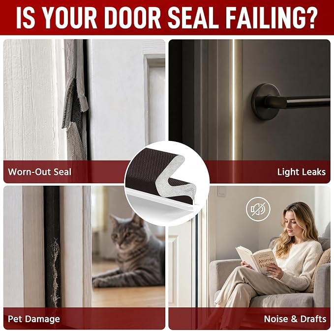 19.7FT Kerf V‑Shaped Weather Stripping Door Seal, Press‑in Seal for Pre‑Cut Slot Doors, Not Self‑Adhesive, Soundproof Draft Blocker for Exterior Front Doors, Fits Large Gaps, Easy DIY Install (Brown)